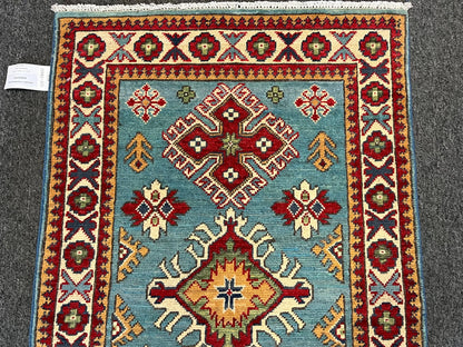 Geometric Kazak Multicolor 3X4 Handmade Wool Rug # 13345