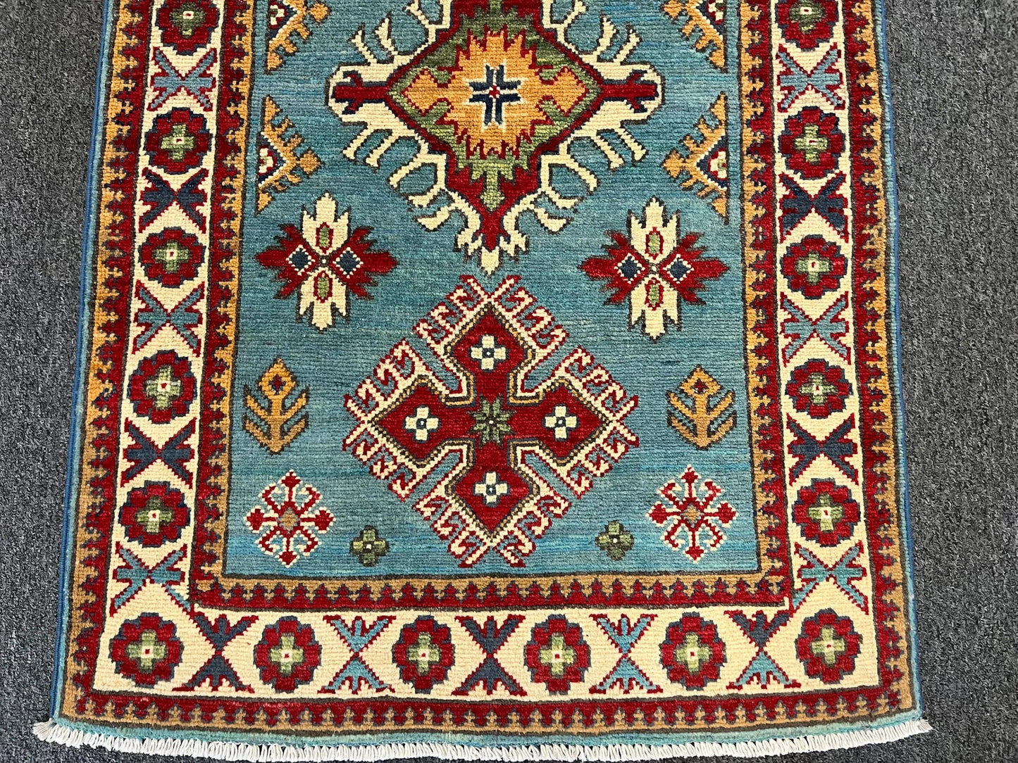 Geometric Kazak Multicolor 3X4 Handmade Wool Rug # 13345