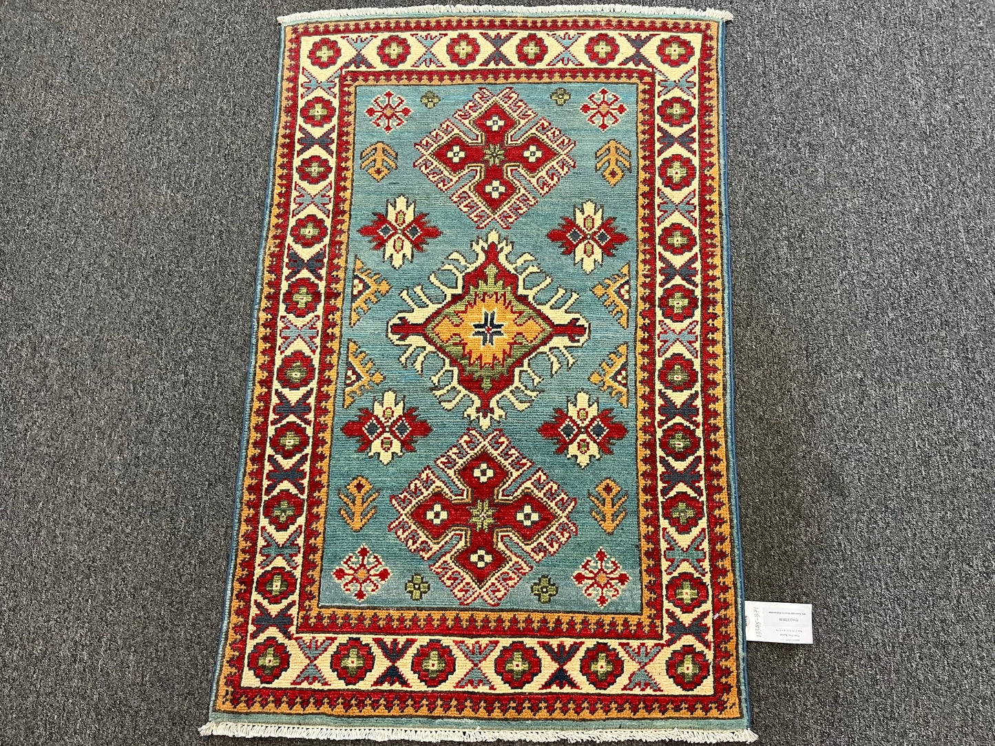 Geometric Kazak Multicolor 3X4 Handmade Wool Rug # 13345