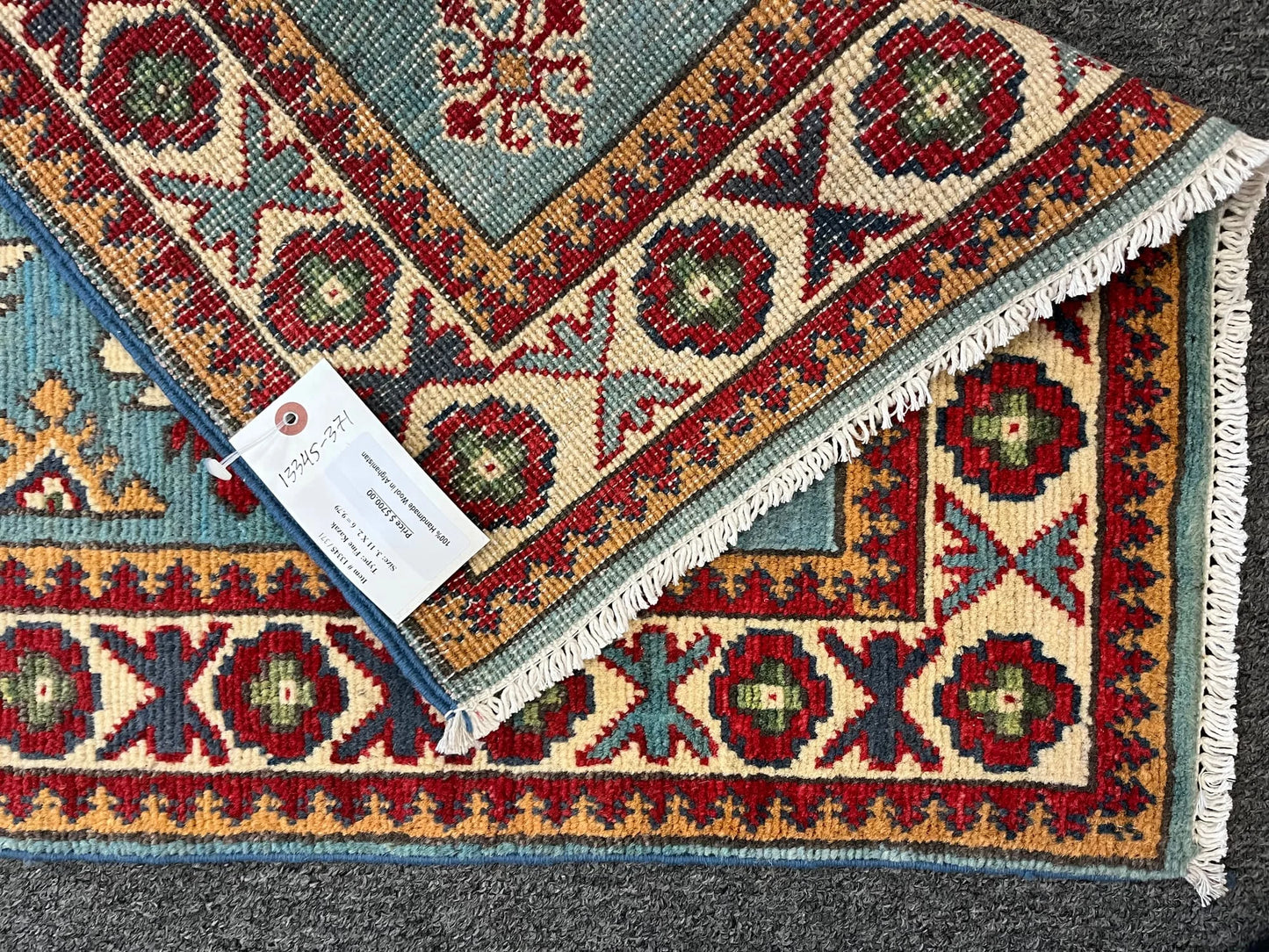 Geometric Kazak Multicolor 3X4 Handmade Wool Rug # 13345