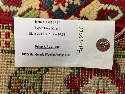 3' X 4' Fine Kazak Handmade Wool Rug # 13021