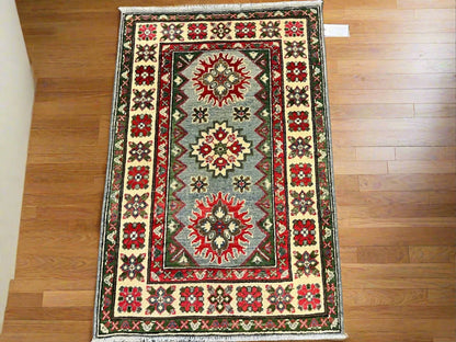 Kazak Multicolor 3X4 Handmade Wool Rug # 13017