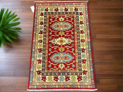 Kazak Multicolor 3X4 Handmade Wool Rug # 13334