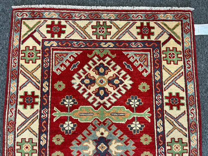 Kazak Red 3X4 Handmade Wool Rug # 13027