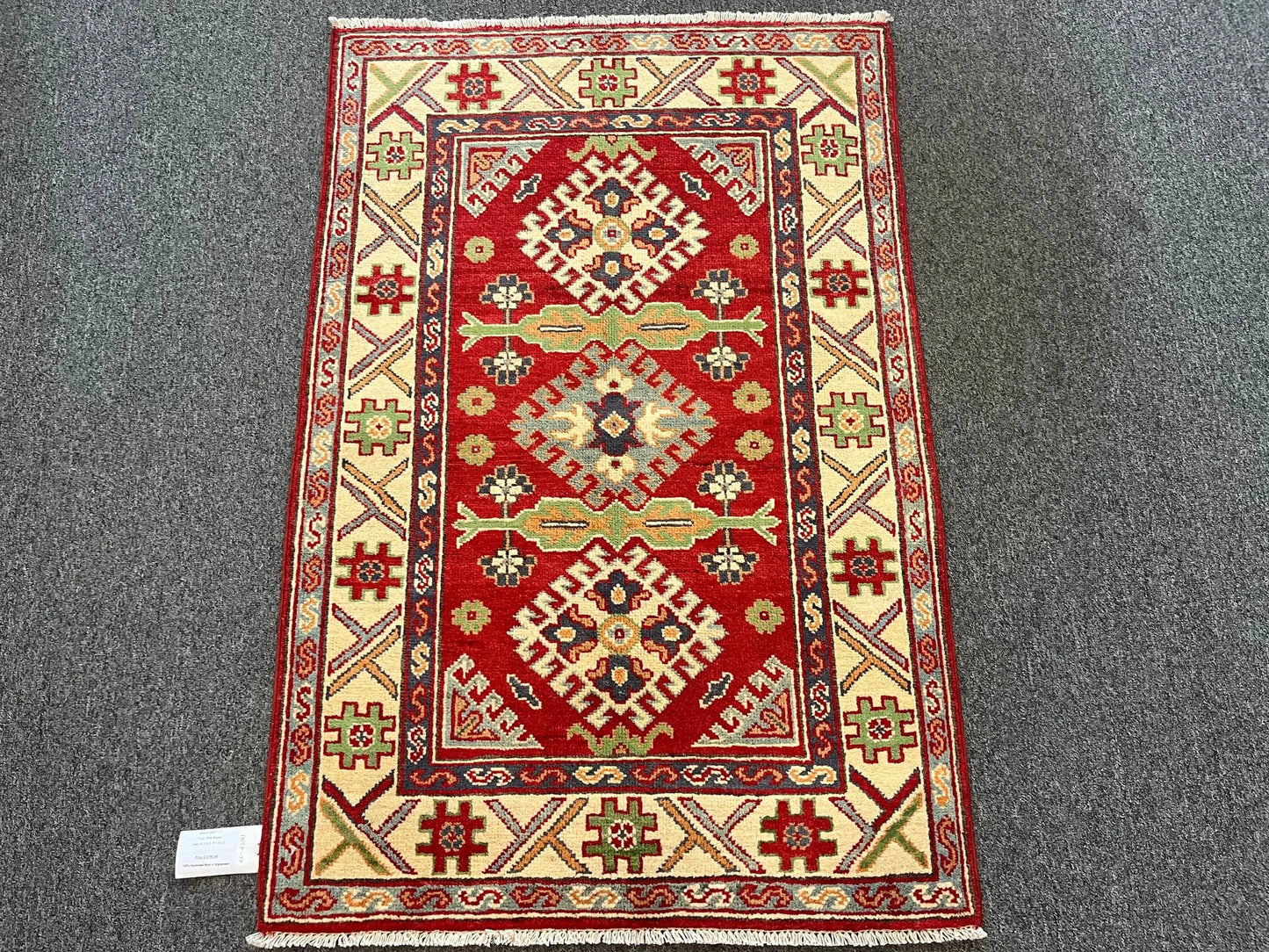 Kazak Red 3X4 Handmade Wool Rug # 13027