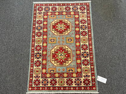 Kazak Multicolor 3X4 Handmade Wool Rug # 13332