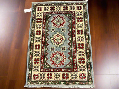 Geometric Kazak Multicolor 3X4 Handmade Wool Rug # 13335