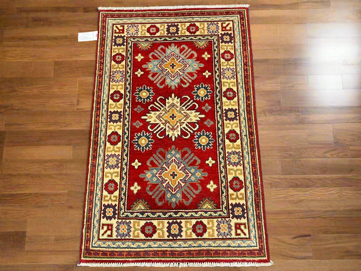 Kazak Red 3X4 Handmade Wool Rug # 13296