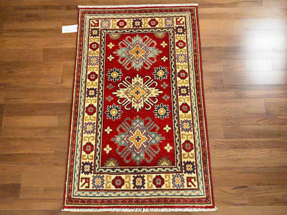 Kazak Red 3X4 Handmade Wool Rug # 13296