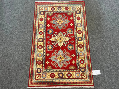 Kazak Red 3X4 Handmade Wool Rug # 13296