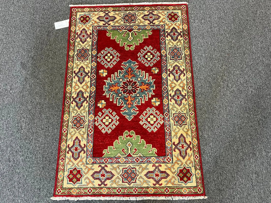 Geometric Kazak Multicolor 3X4 Handmade Wool Rug # 13302