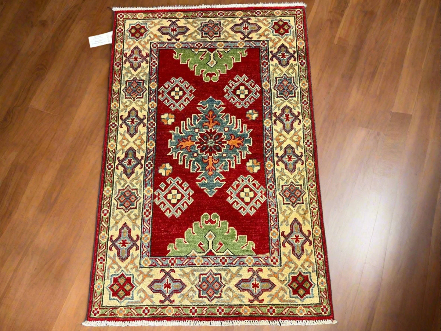 Geometric Kazak Multicolor 3X4 Handmade Wool Rug # 13302