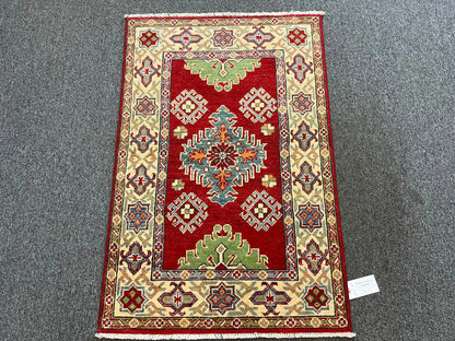 Geometric Kazak Multicolor 3X4 Handmade Wool Rug # 13302