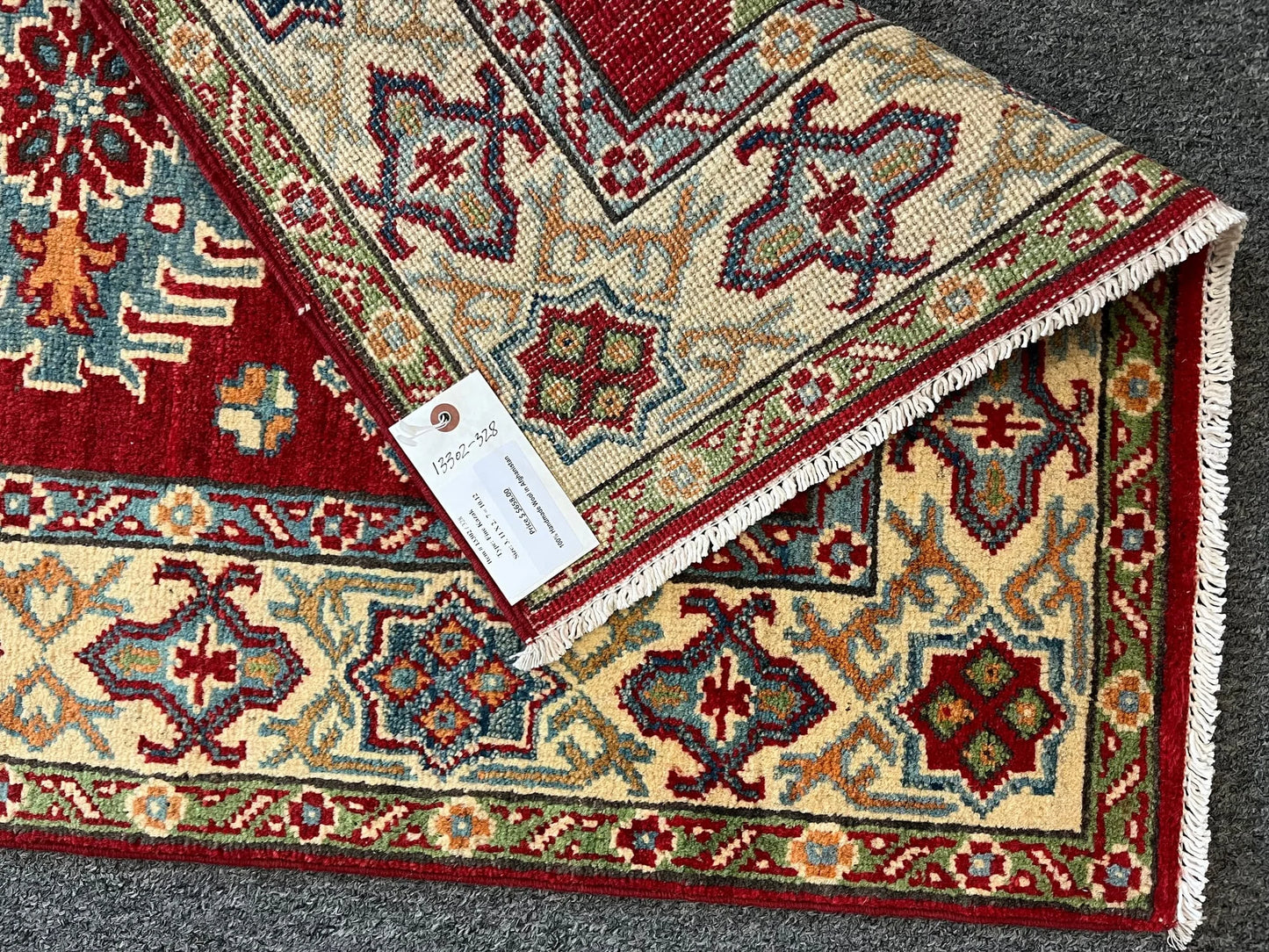 Geometric Kazak Multicolor 3X4 Handmade Wool Rug # 13302