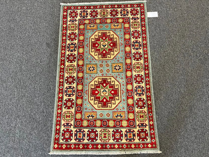 Kazak Multicolor 3X4 Handmade Wool Rug # 13030