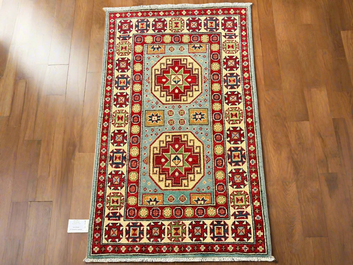 Kazak Multicolor 3X4 Handmade Wool Rug # 13030