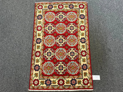 Kazak Red 3X4 Handmade Wool Rug # 13298