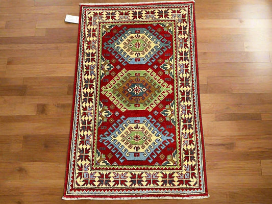 Kazak Red 3X4 Handmade Wool Rug # 13300