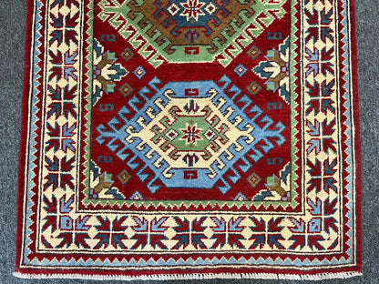 Kazak Red 3X4 Handmade Wool Rug # 13300