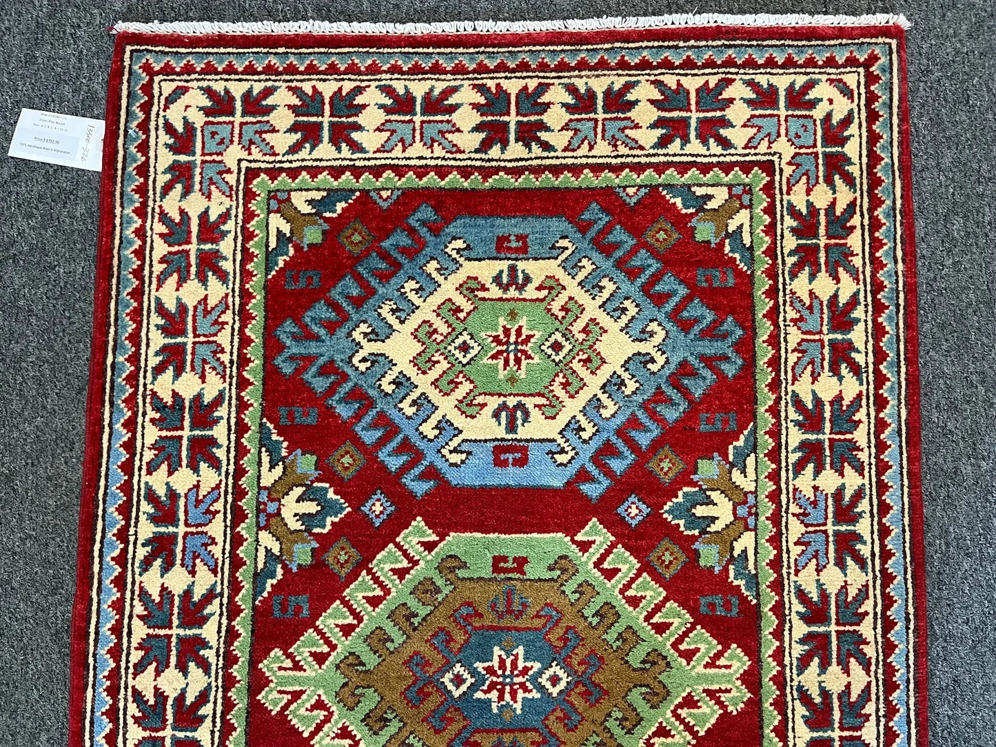 Kazak Red 3X4 Handmade Wool Rug # 13300