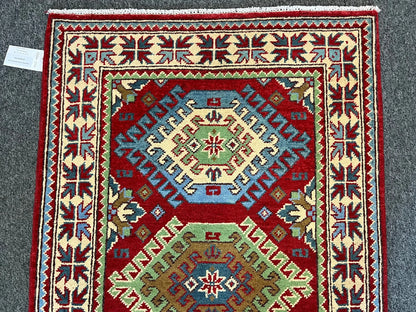 Kazak Red 3X4 Handmade Wool Rug # 13300