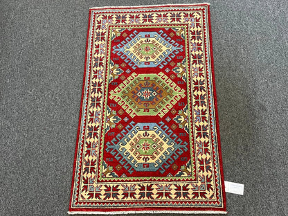 Kazak Red 3X4 Handmade Wool Rug # 13300