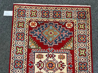 Kazak Red 3X4 Handmade Wool Rug # 13297