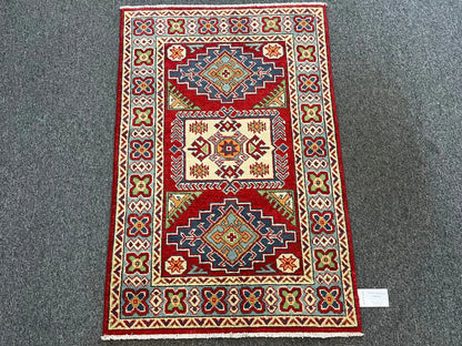 Kazak Red 3X4 Handmade Wool Rug # 13297