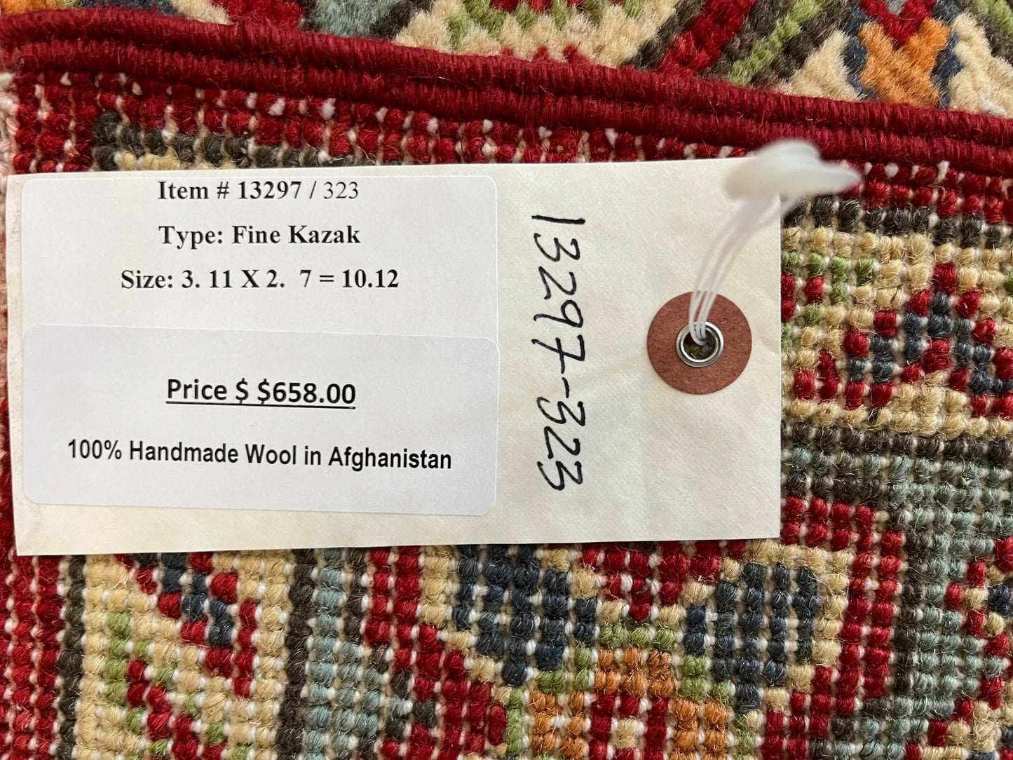 Kazak Red 3X4 Handmade Wool Rug # 13297