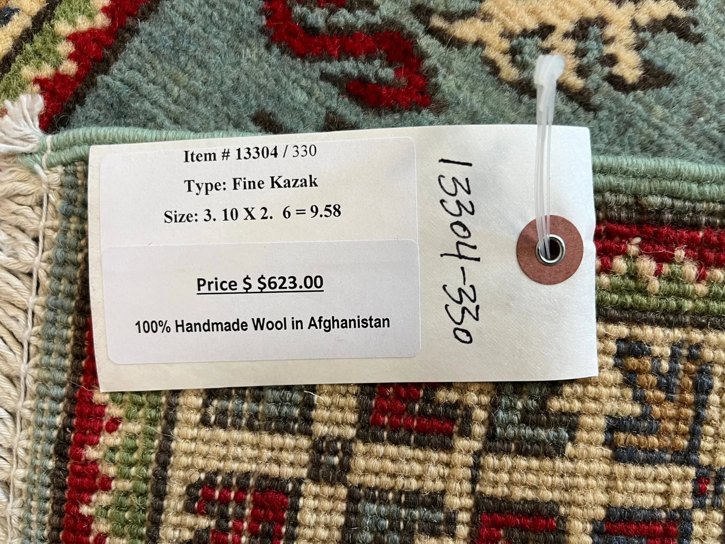 Kazak Light Blue 3X4 Handmade Wool Rug # 13304