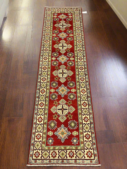 2' 7" X 10' Kazak Handmade Wool Hallway Runner # 12981