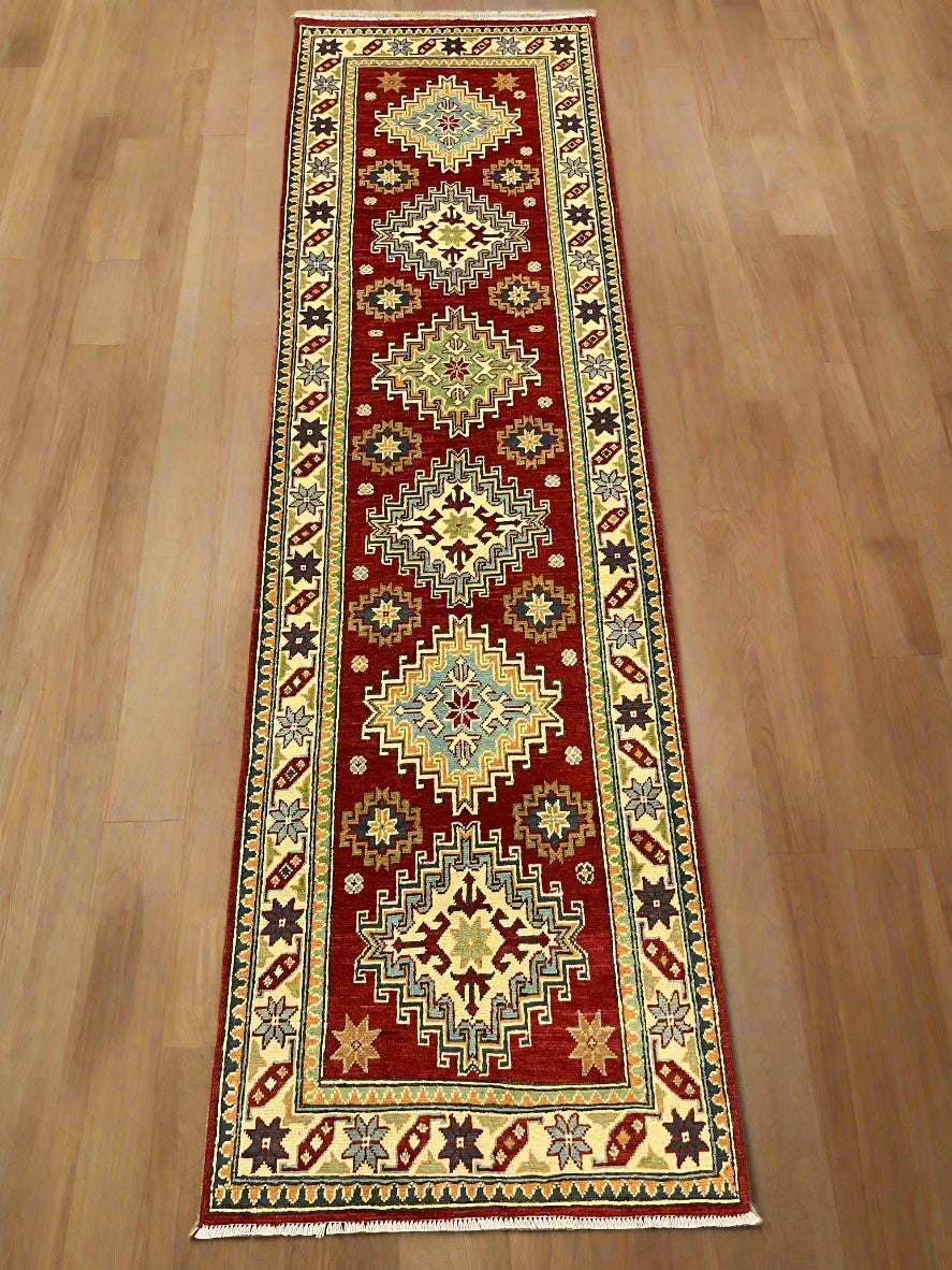 Kazak Tribal 2' 9"X10 Handmade Wool Runner Rug # 13329