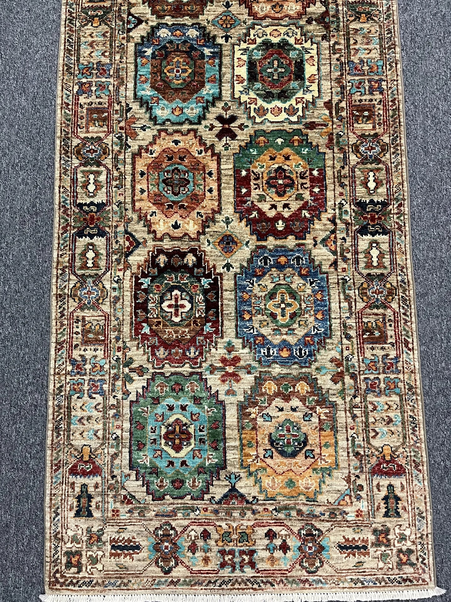 Khorjin Geometric 2' 7"X10 Handmade Wool Rug # 13222