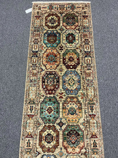 Khorjin Geometric 2' 7"X10 Handmade Wool Rug # 13222