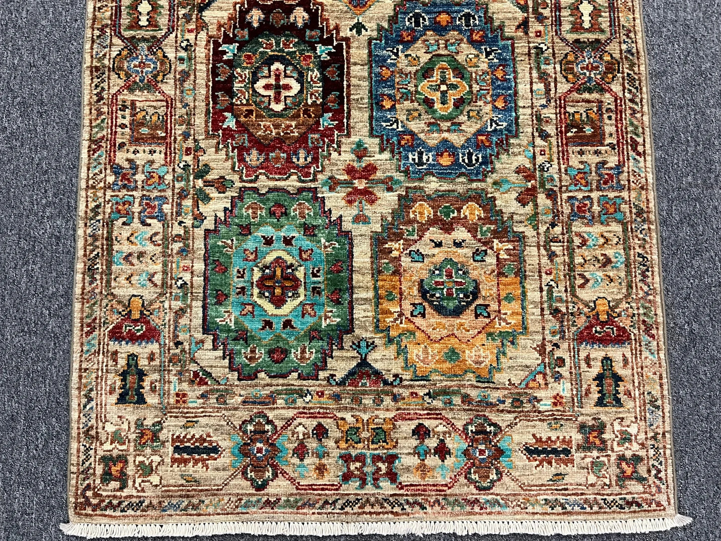 Khorjin Geometric 2' 7"X10 Handmade Wool Rug # 13222