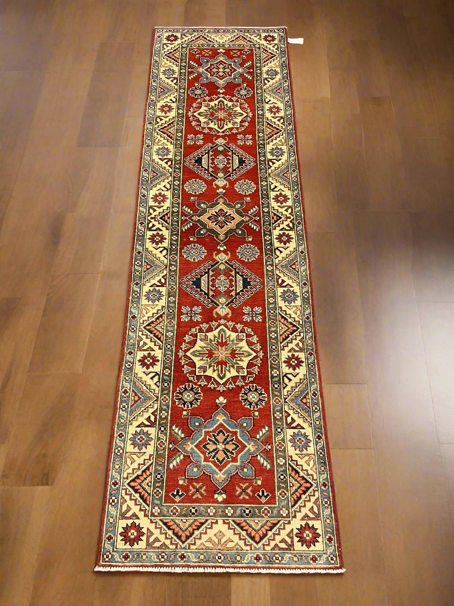 Kazak Tribal 2' 7"X10 Handmade Wool Runner Rug # 12727