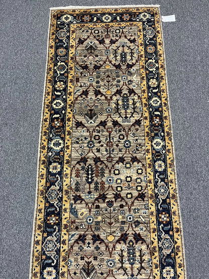 Afghan Bijar Geometric 2' 9"X10 Handmade Wool Rug # 13228