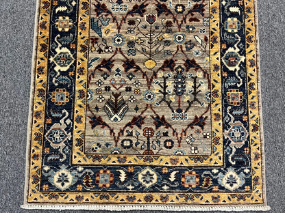 Afghan Bijar Geometric 2' 9"X10 Handmade Wool Rug # 13228