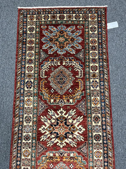 Super Kazak 2' 7"X7' Handmade Wool Hallway Runner # 13071