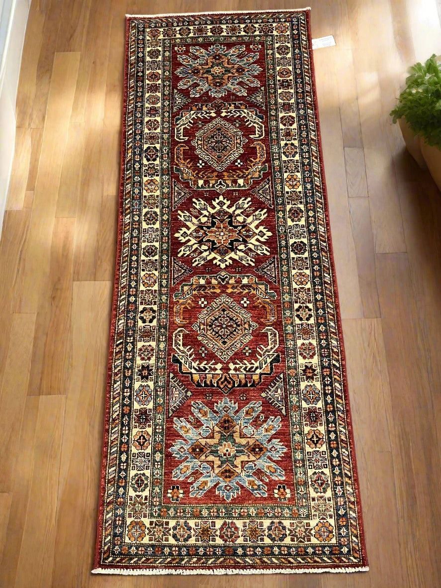 Super Kazak 2' 7"X7' Handmade Wool Hallway Runner # 13071