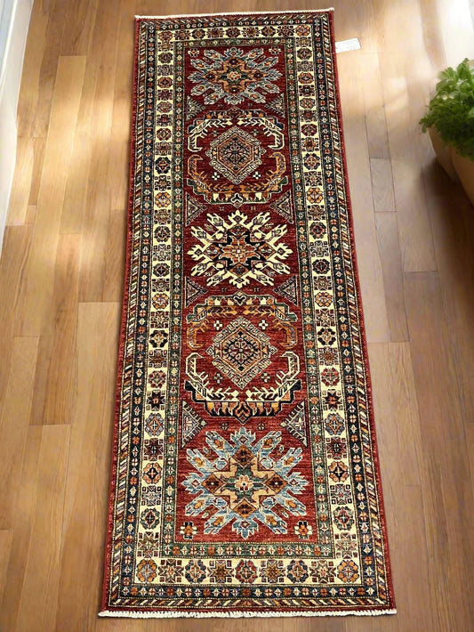 Super Kazak 2' 7"X7' Handmade Wool Hallway Runner # 13071