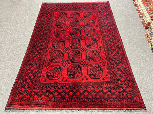 Afghan Fil Pai Red 6X10 Handmade Wool Rug # 13259