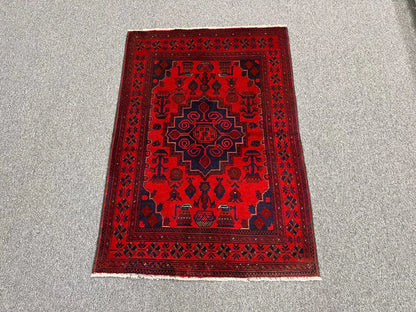 Khal Mohammadi Red Area Rug 3X5 Handmade Wool # 13489