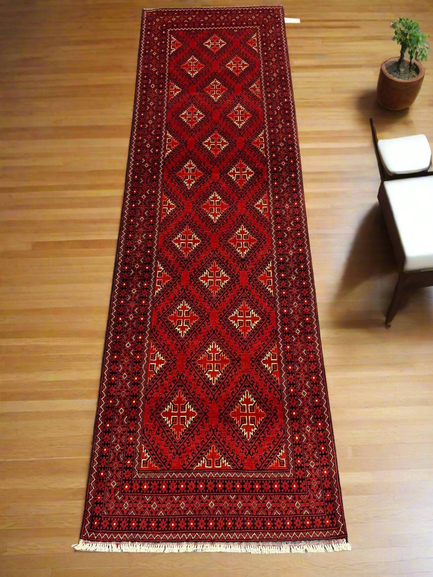 Runner 3X10 Tribal Turkmen Handmade Wool Rug # 13480