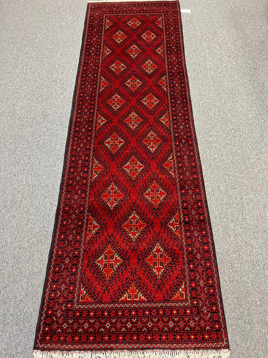 3X10 Tribal Turkmen Handmade Wool Hallway Runner # 13476
