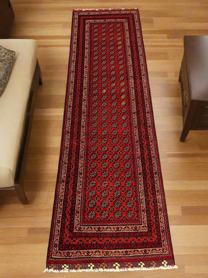 3X10 Tribal Turkmen Handmade Wool Hallway Runner # 13477