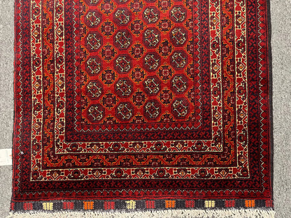 Red Runner 3X9 Tribal Turkmen Handmade Wool Rug # 13483