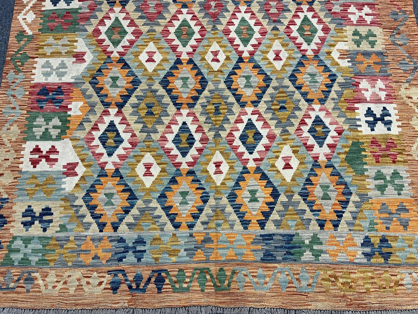 6X9 Maymana Hand-woven Wool Kilim Rug # 13563