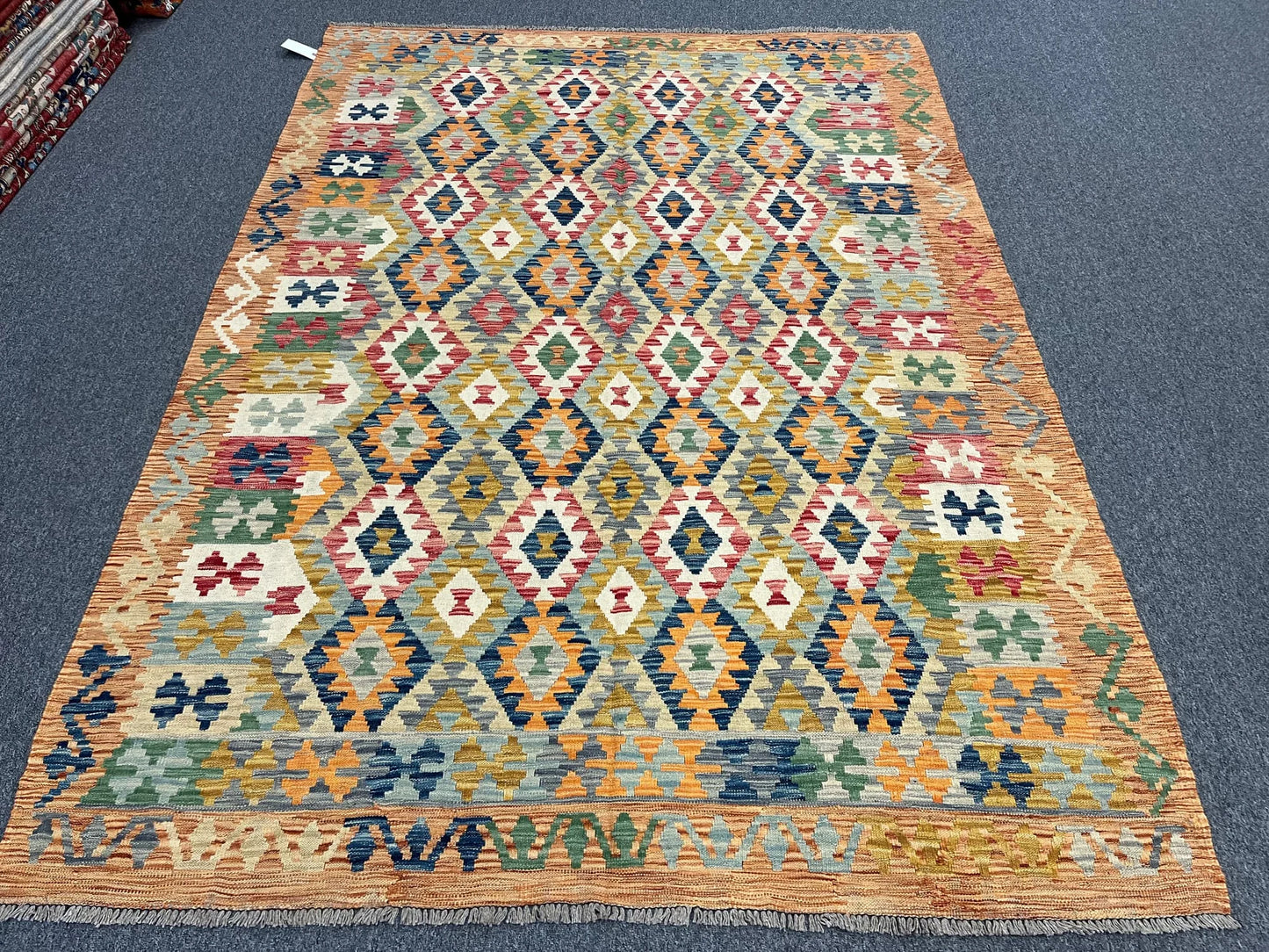 6X9 Maymana Hand-woven Wool Kilim Rug # 13563