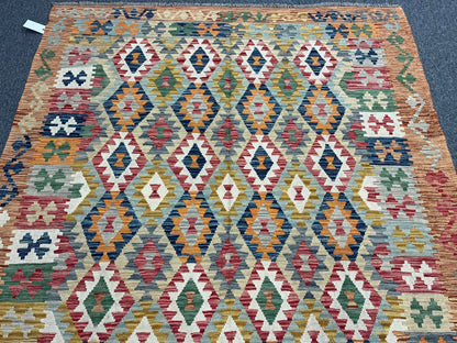 6X9 Maymana Hand-woven Wool Kilim Rug # 13563